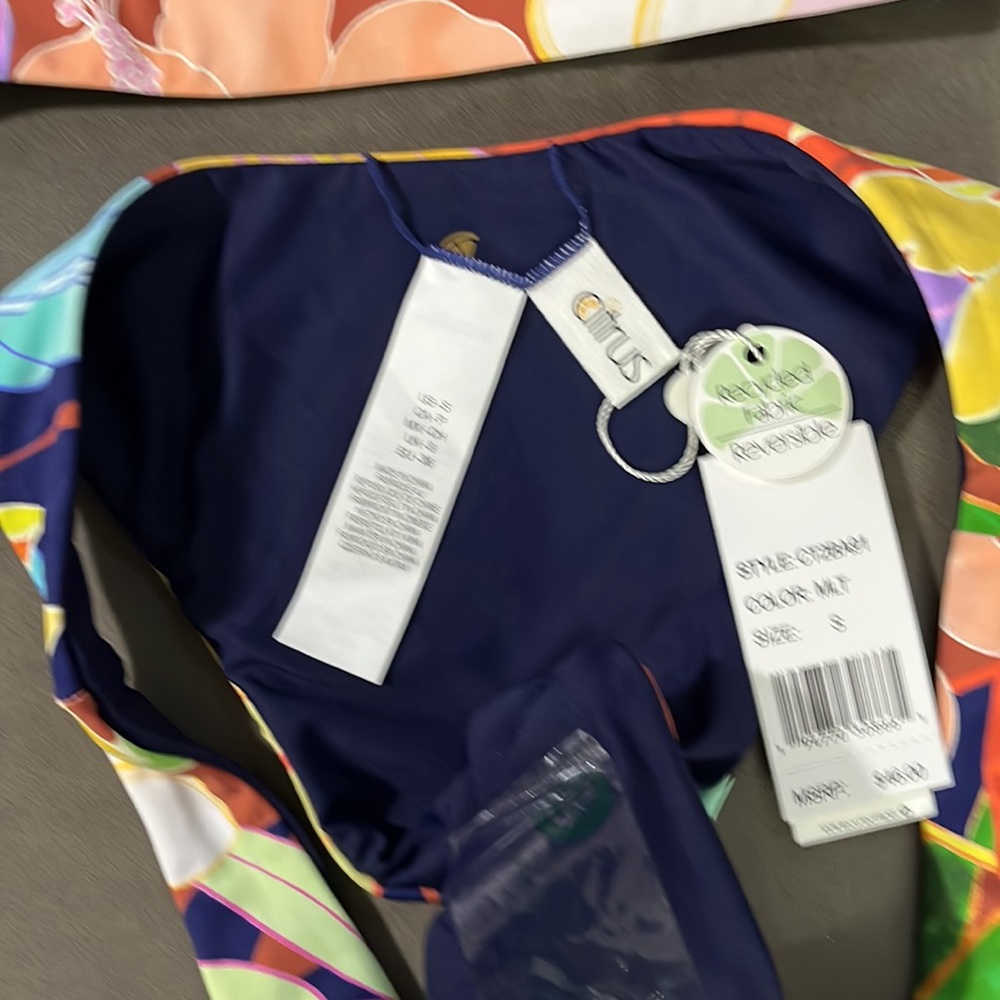 Citrus NWT bikini reversible navy/floral small orange purple white brown - Picture 4 of 7